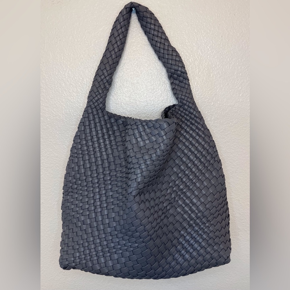 NWOT Gray Woven Purse for Women‎ Top-handle Soft Summer Hobo Tote Shoulder Bag